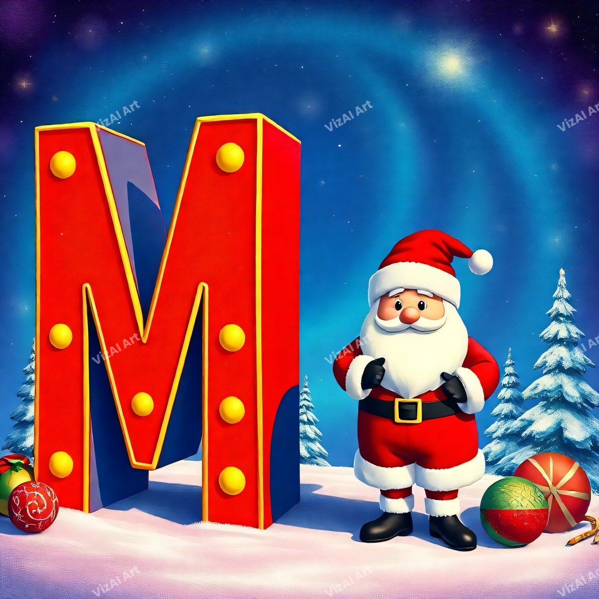 Christmas alphabet letter M