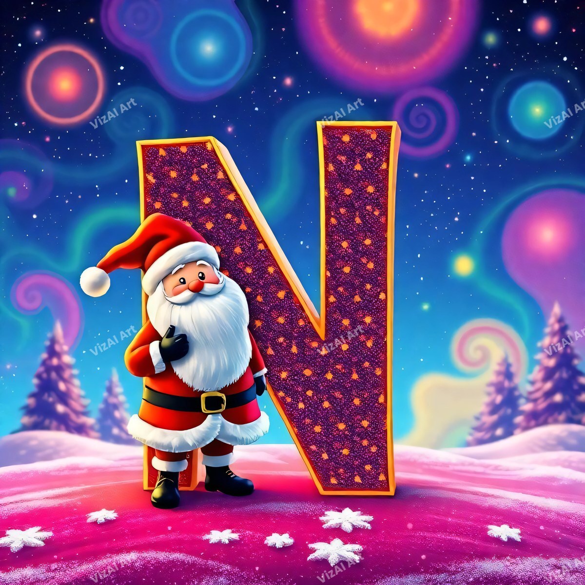 Christmas alphabet letter N