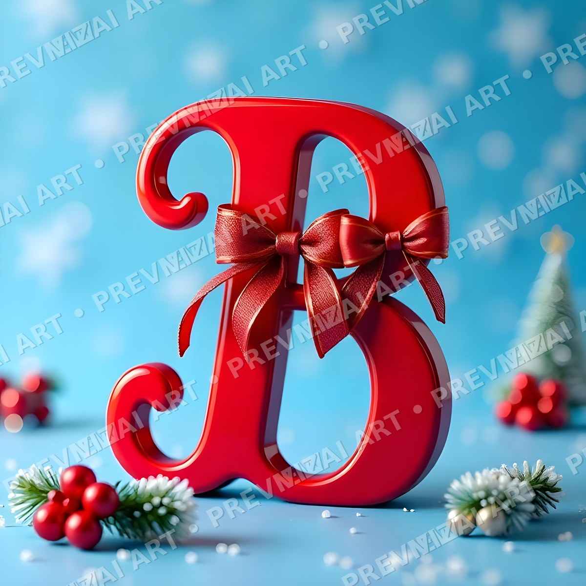 Christmas Scarlet Ribbon Cheer letter B printable alphabet preview