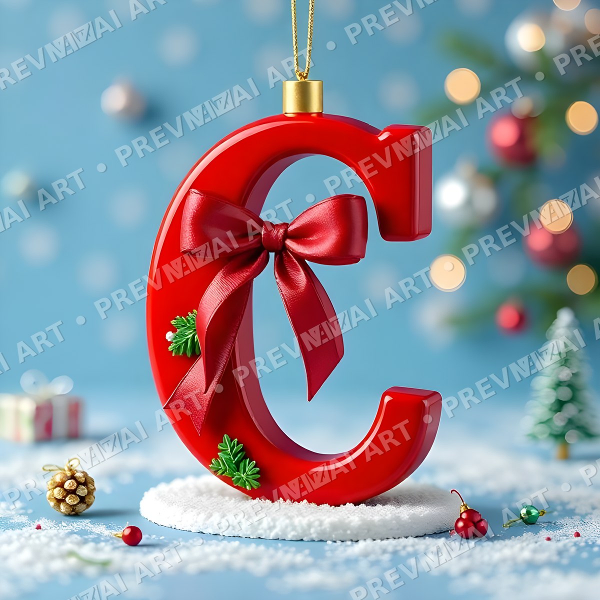 Christmas Scarlet Ribbon Cheer letter C printable alphabet preview
