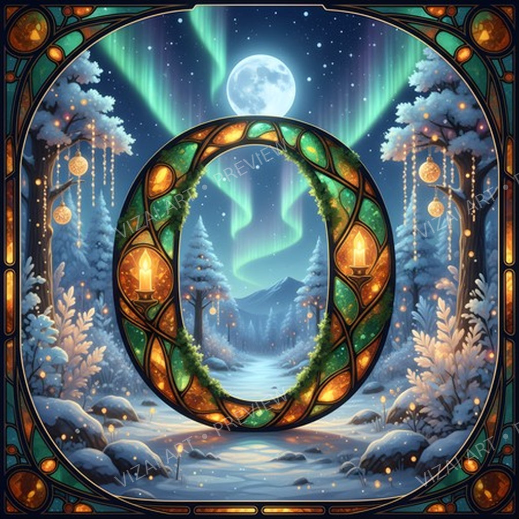 Christmas Amber Aurora Glow letter O printable alphabet preview