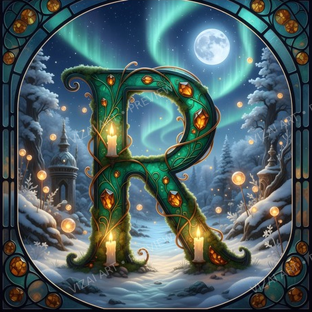 Christmas Amber Aurora Glow letter R printable alphabet preview
