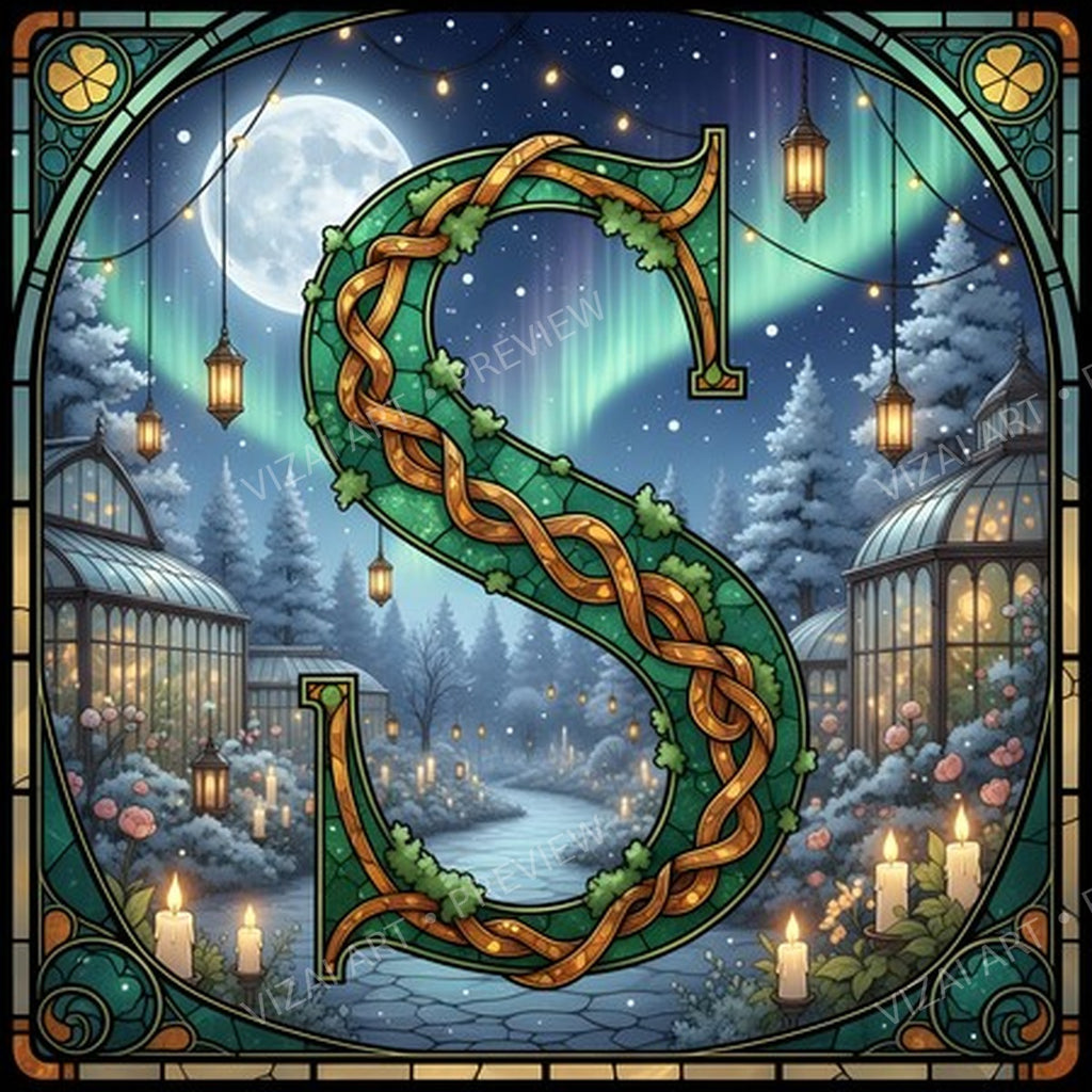Christmas Amber Aurora Glow letter S printable alphabet preview