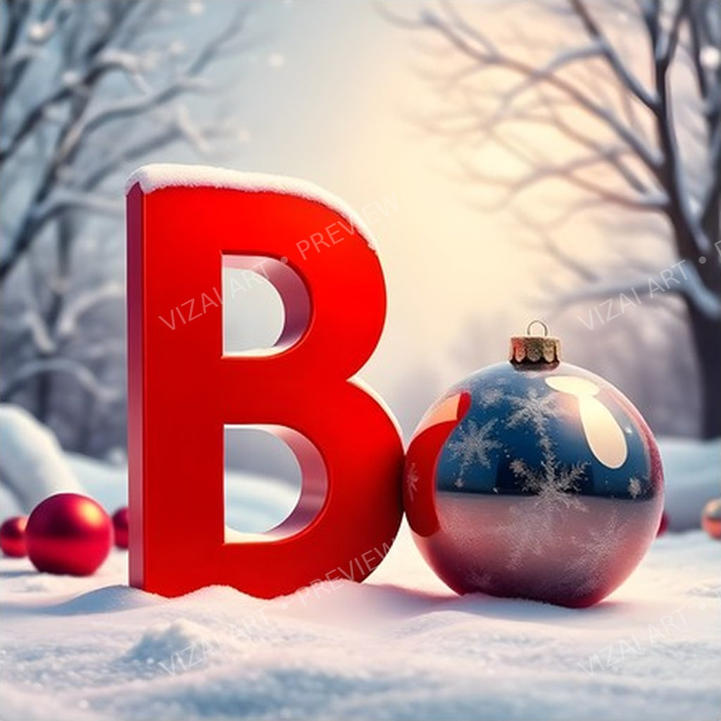 Christmas Scarlet Bauble Sparkle letter B printable alphabet preview