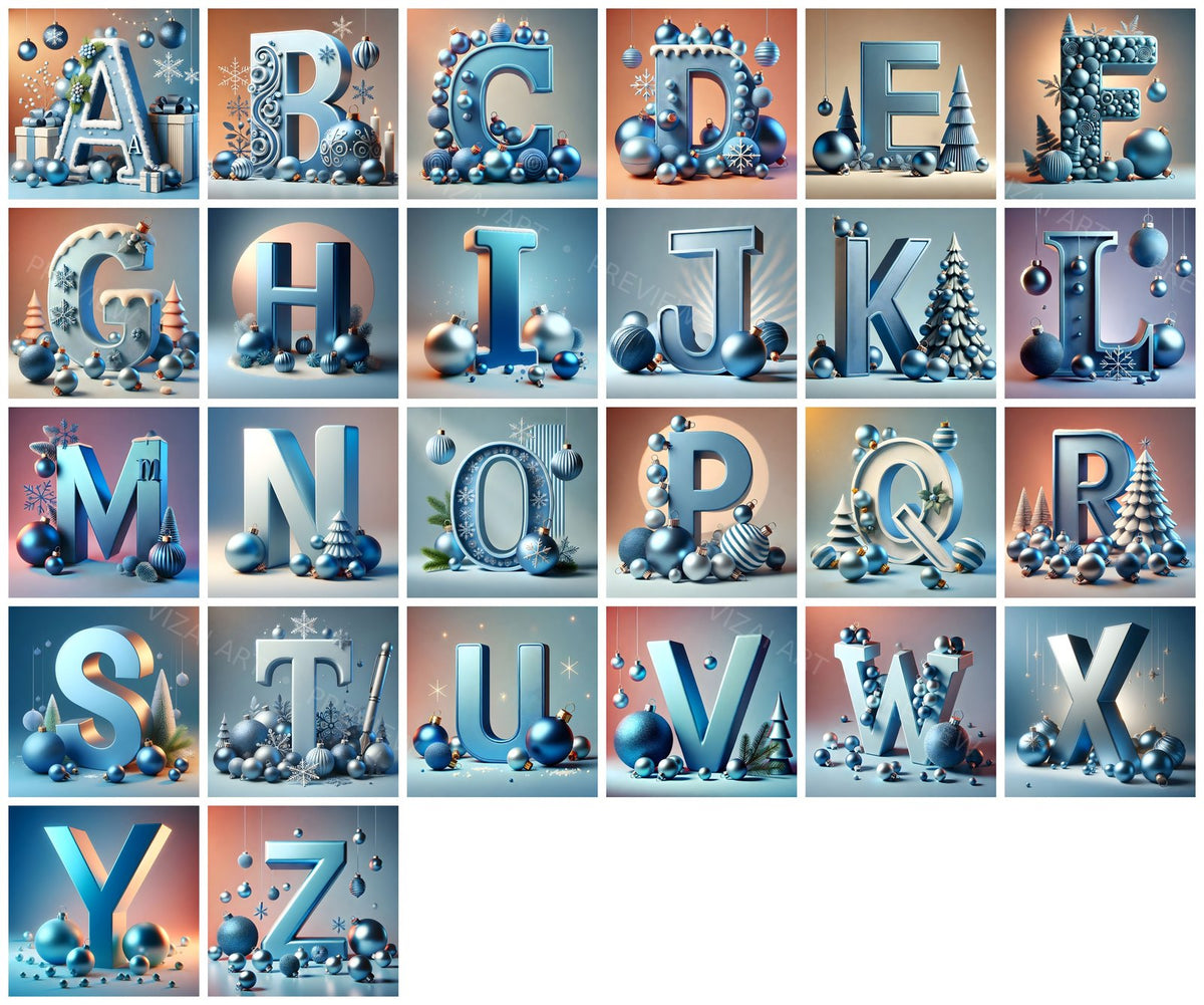 Complete A-Z alphabet grid preview