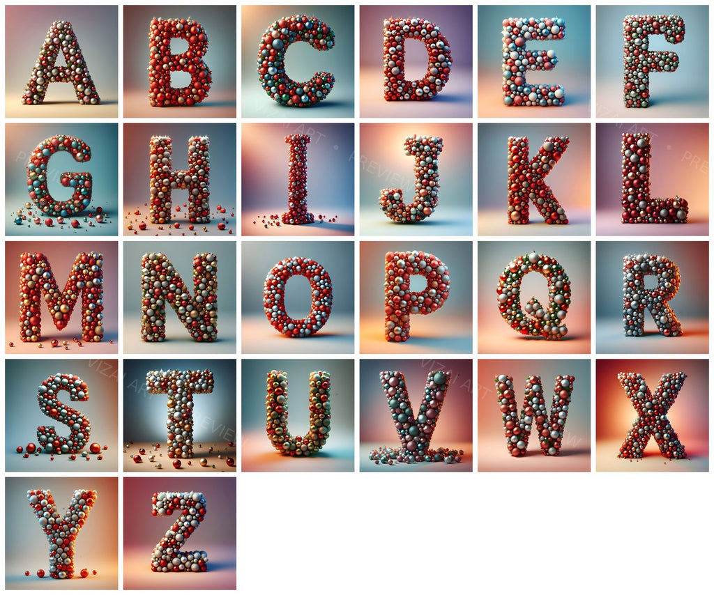 Complete A-Z alphabet grid preview