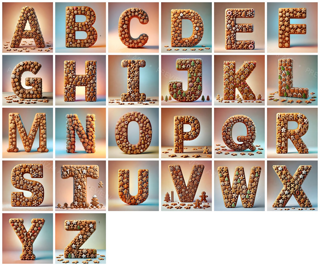Complete A-Z alphabet grid preview