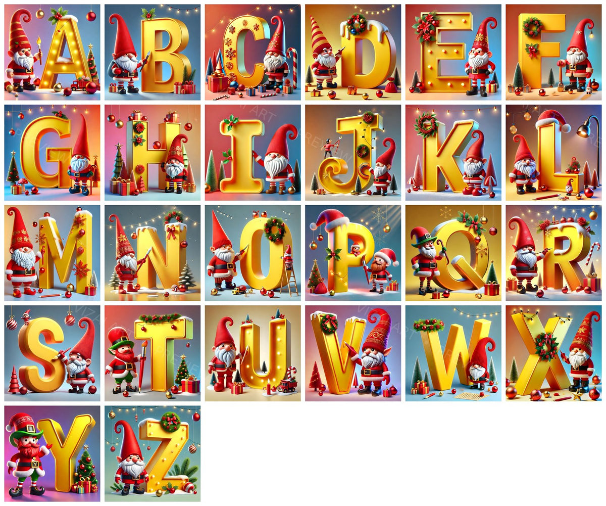 Complete A-Z alphabet grid preview
