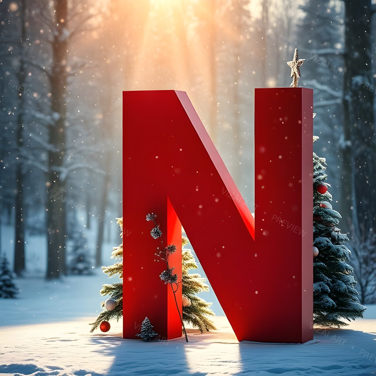 Letter N printable wall art