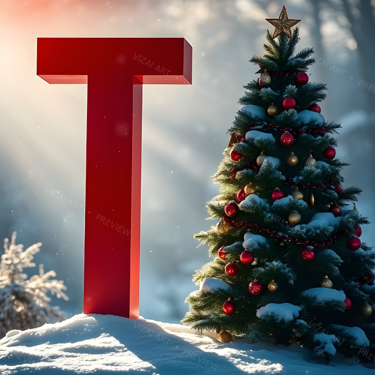 Letter T printable wall art