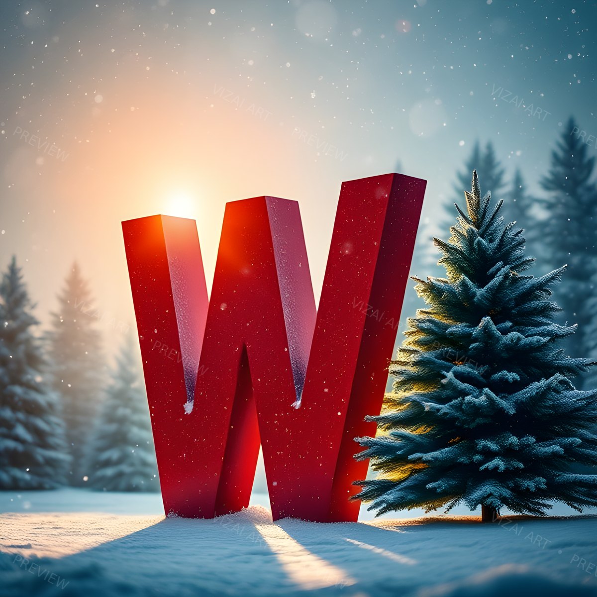 Letter W printable wall art