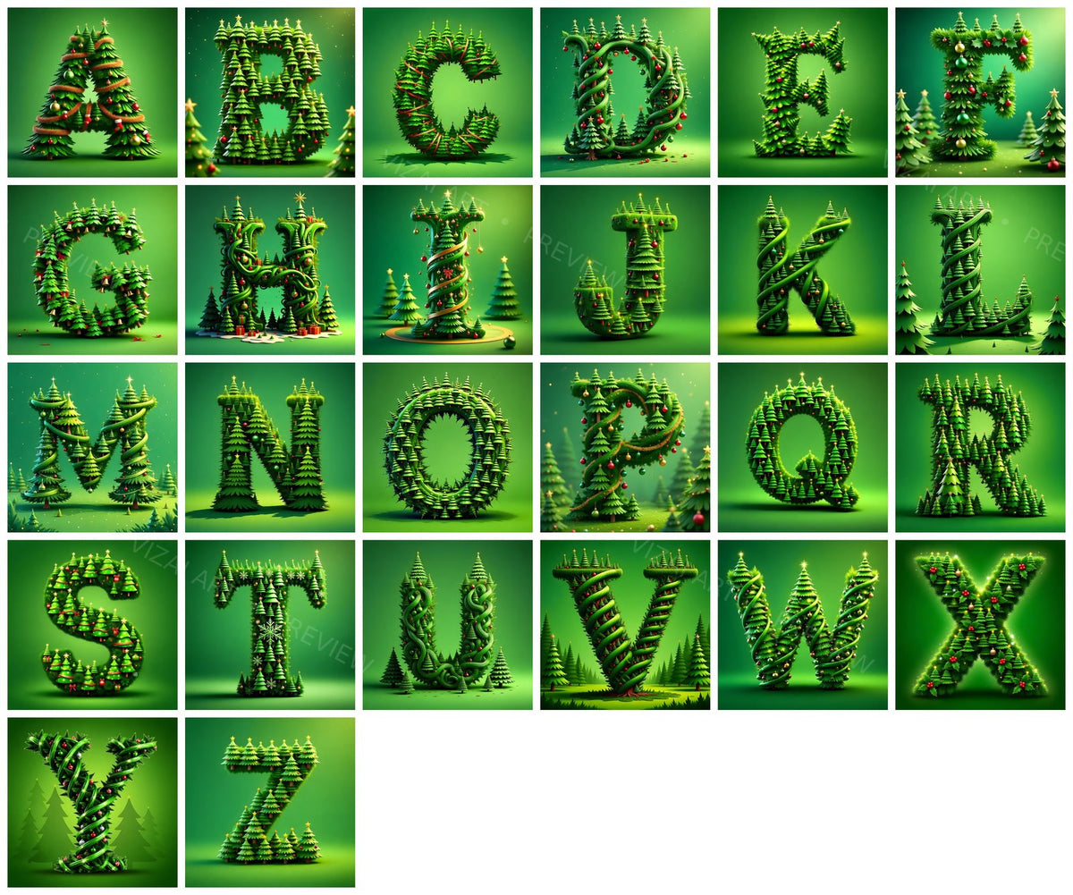 Complete A-Z alphabet grid preview
