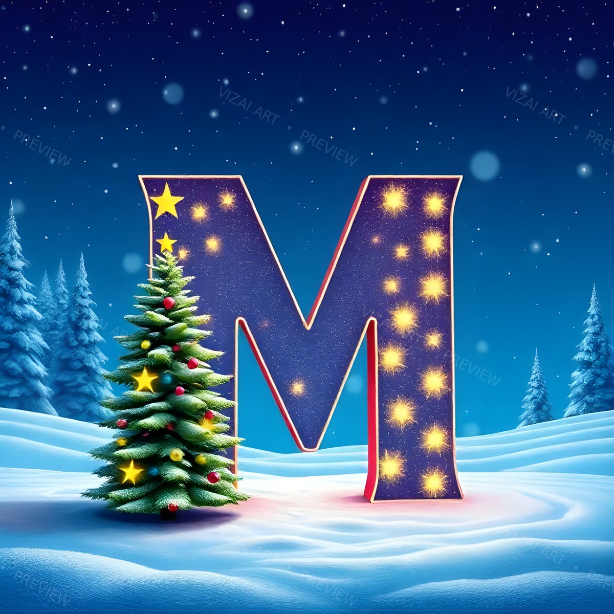 Letter M printable wall art