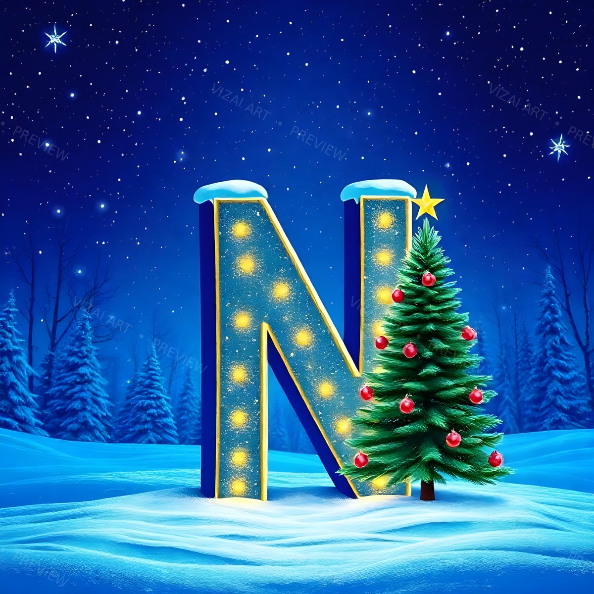 Letter N printable wall art