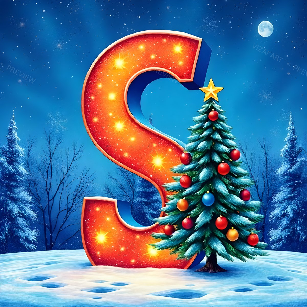 Letter S printable wall art