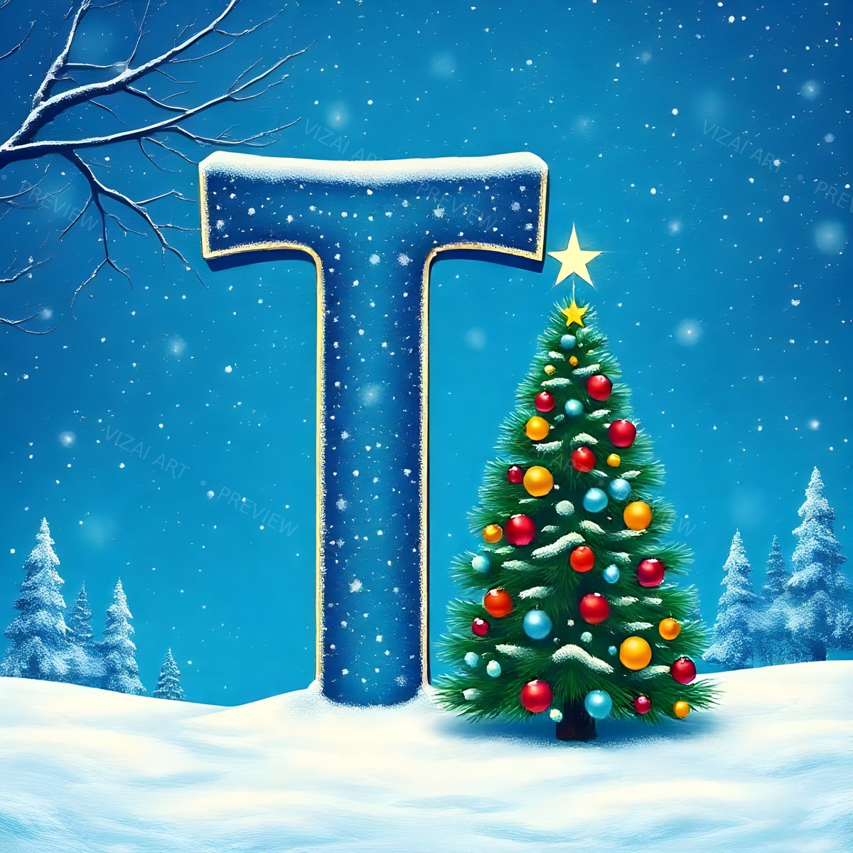 Letter T printable wall art