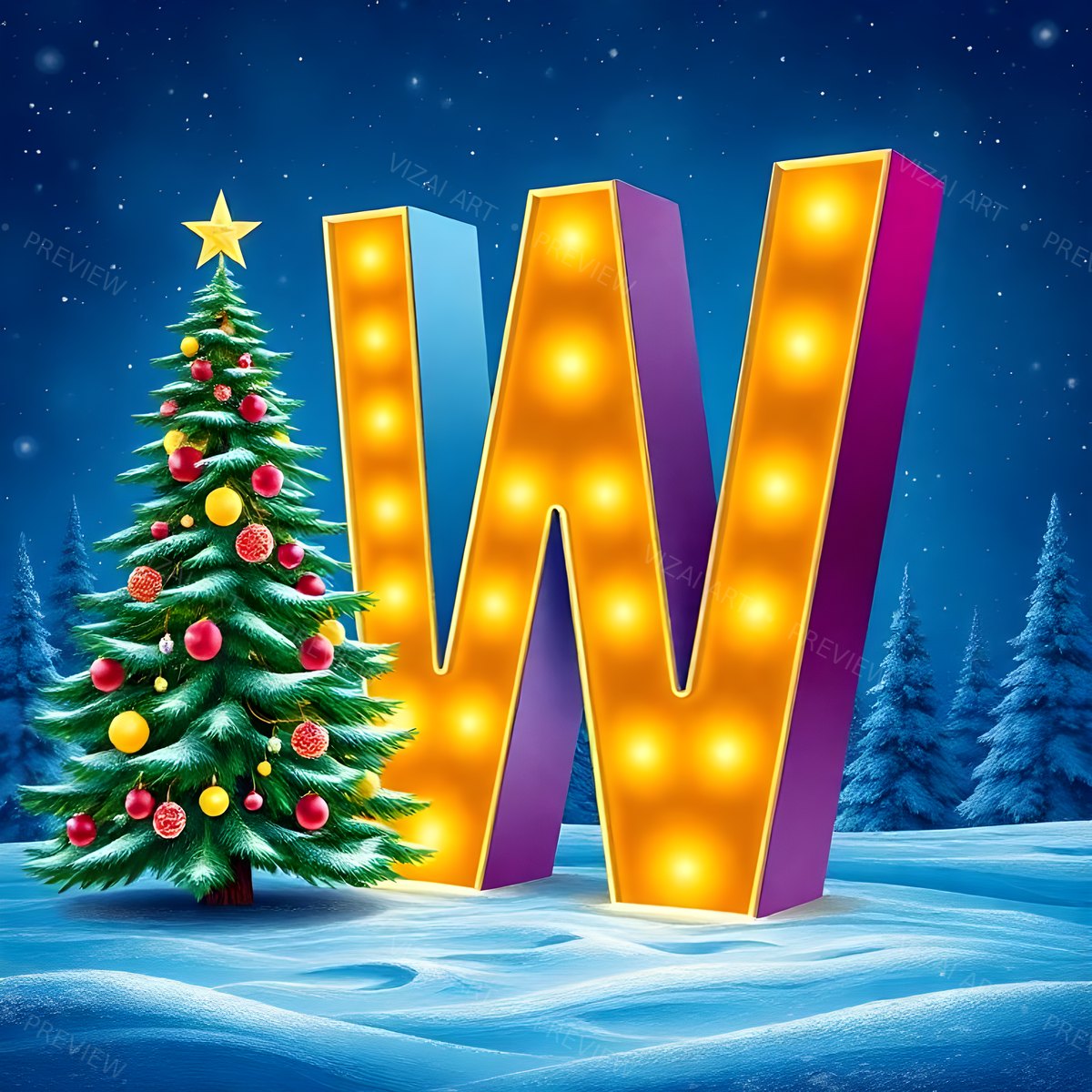 Letter W printable wall art