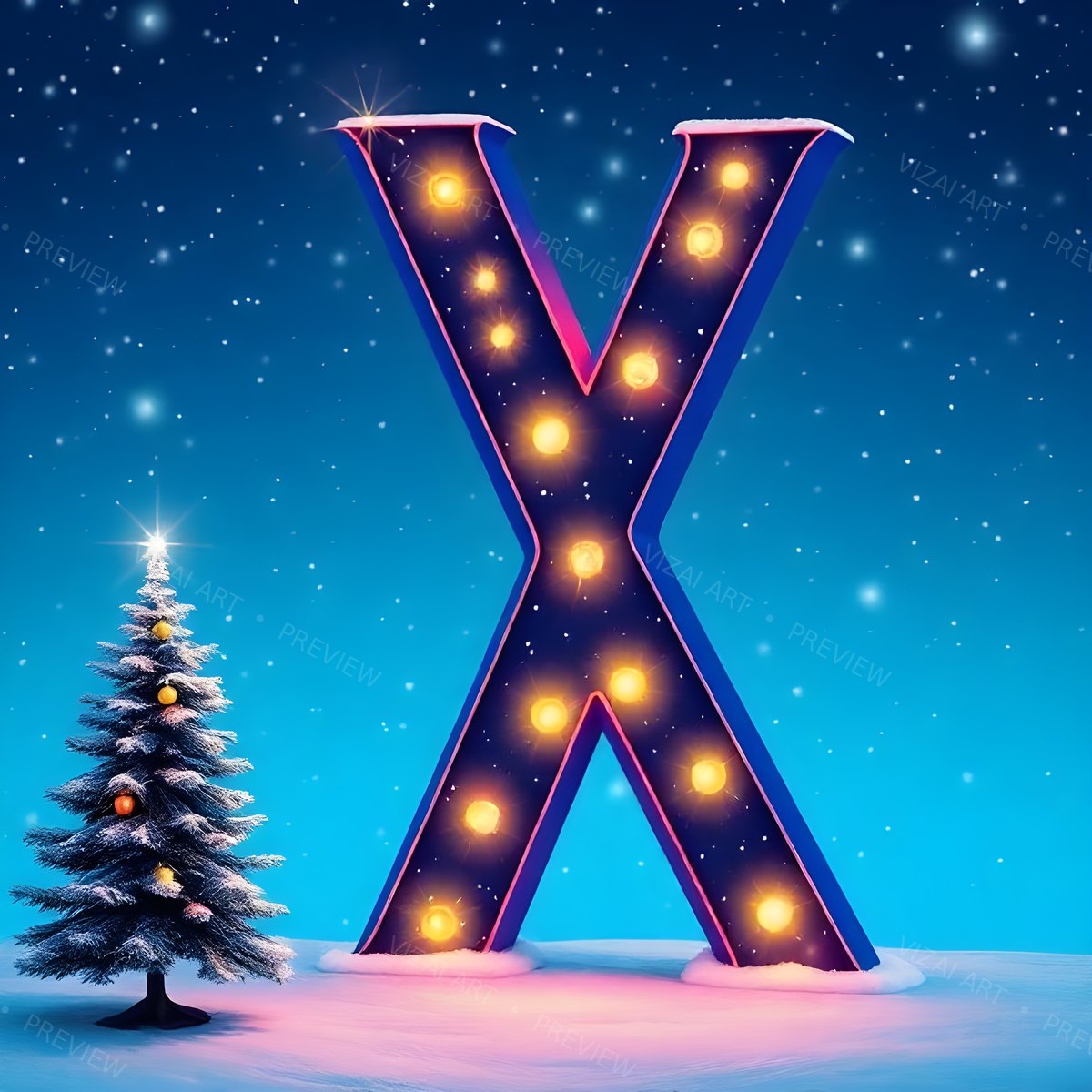 Letter X printable wall art