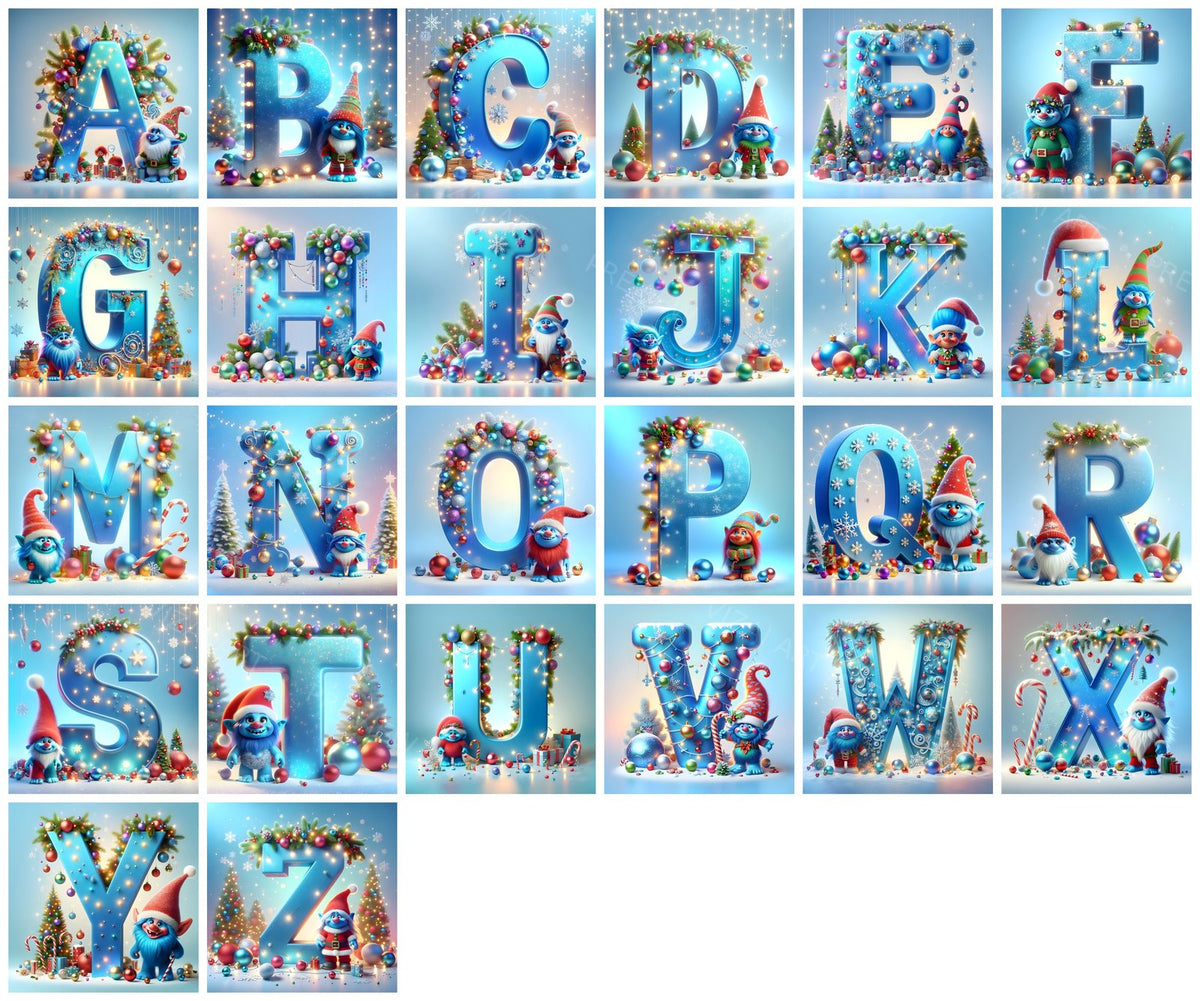 Complete A-Z alphabet grid preview