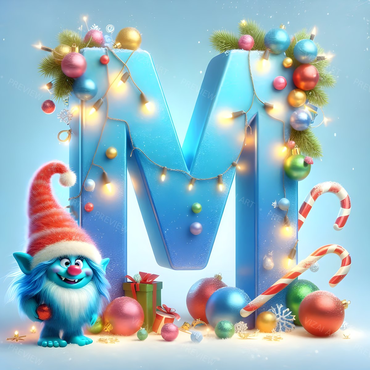 Letter M printable wall art