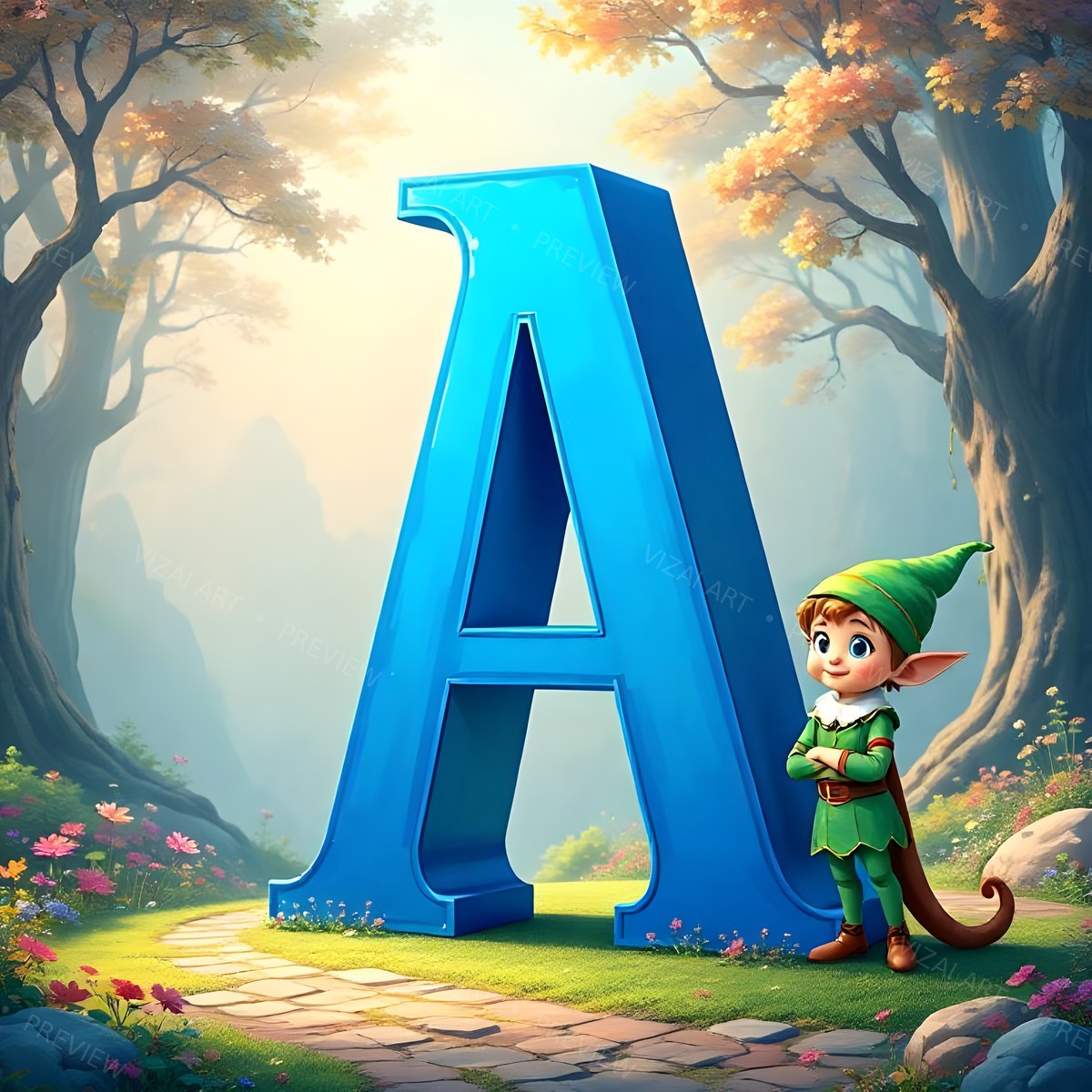 Letter A printable wall art