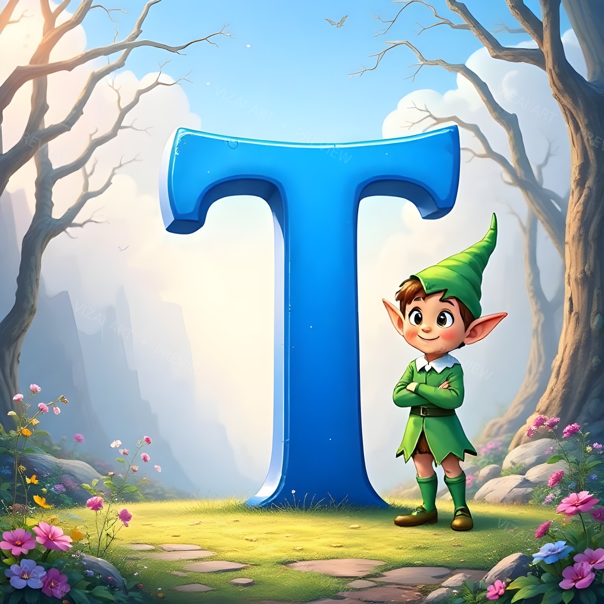 Letter T printable wall art