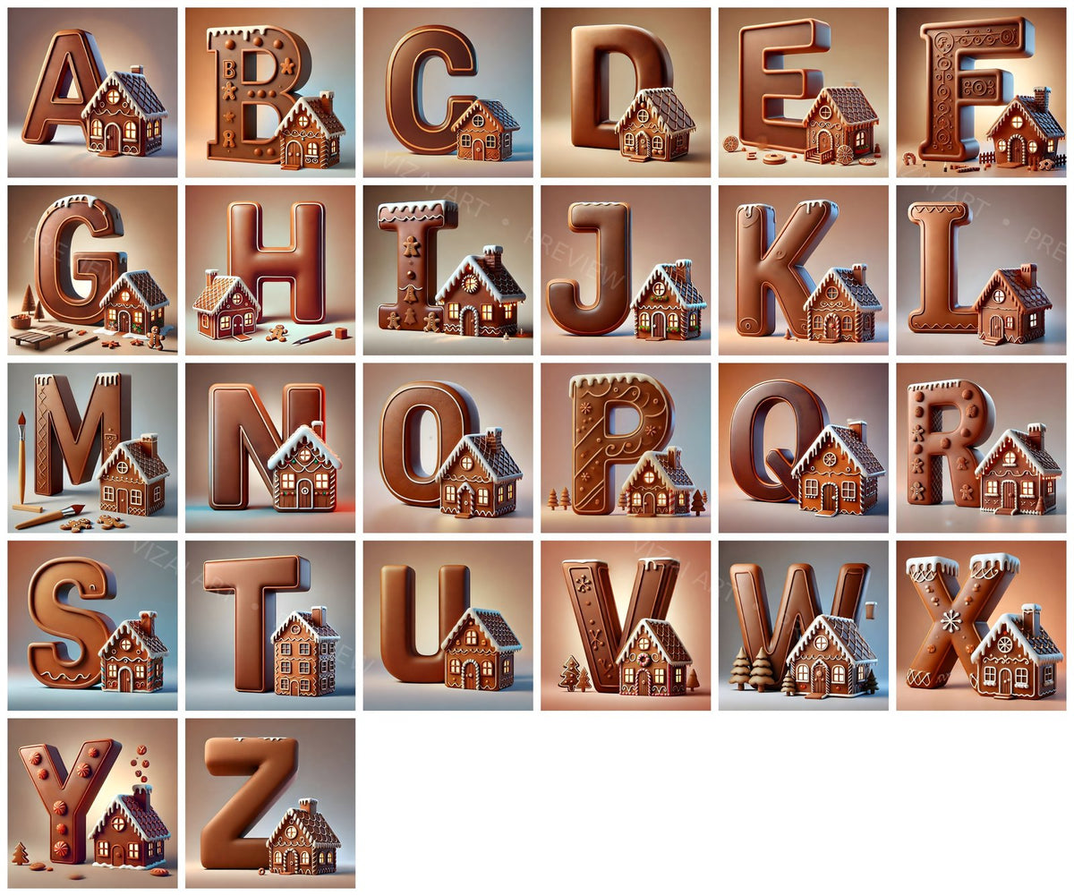 Complete A-Z alphabet grid preview
