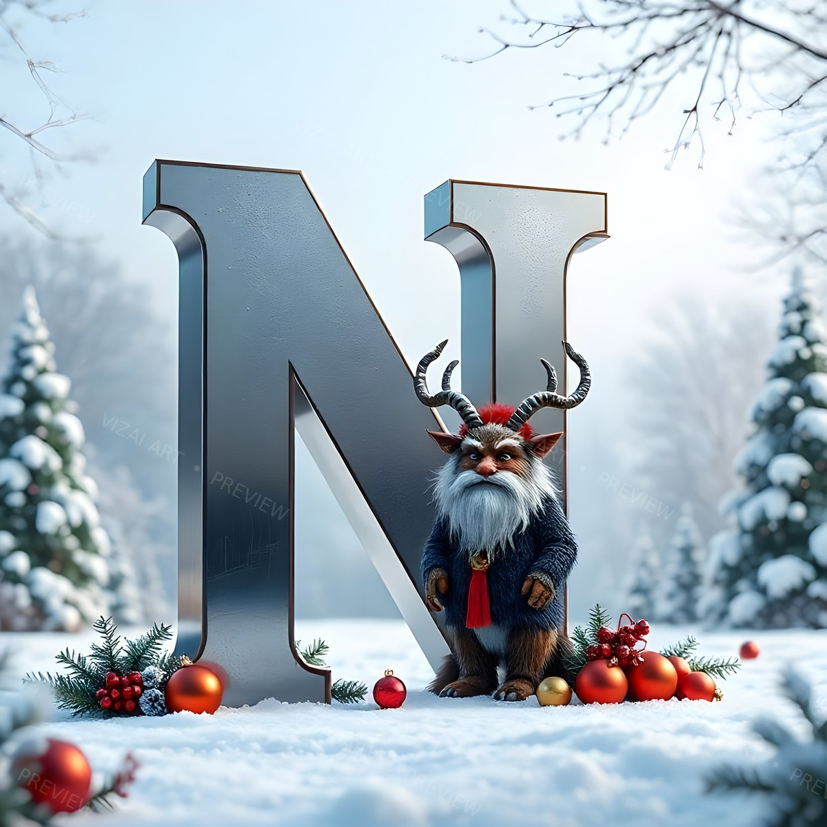 Letter N printable wall art
