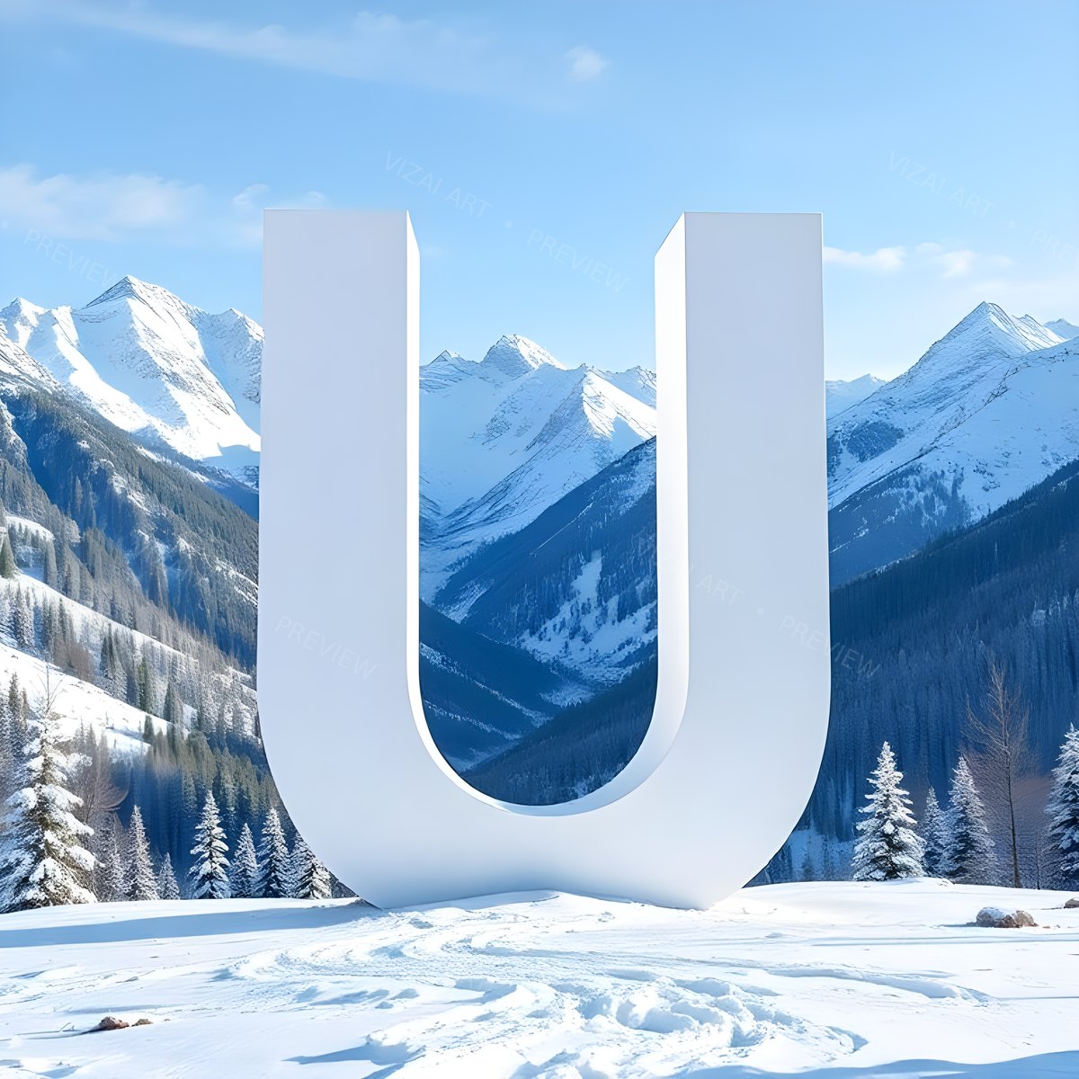 Letter U printable wall art