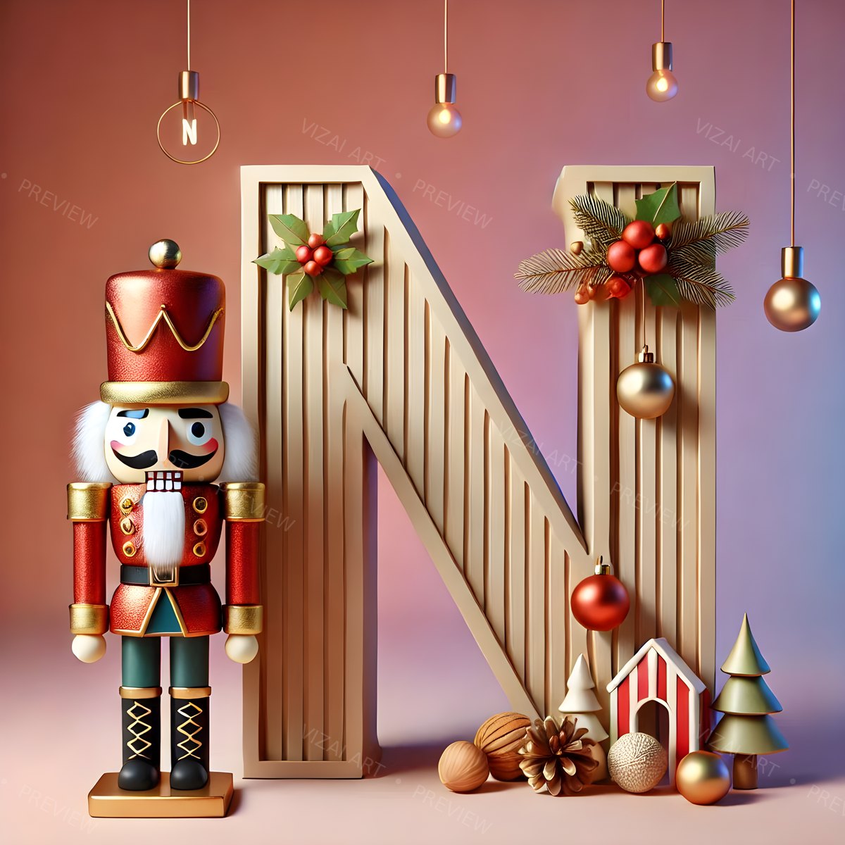 Letter N printable wall art