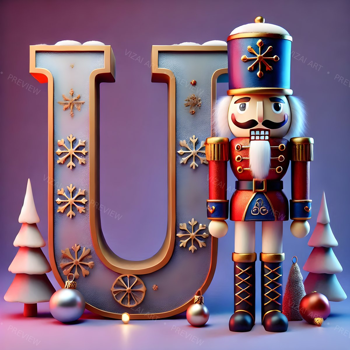 Letter U printable wall art
