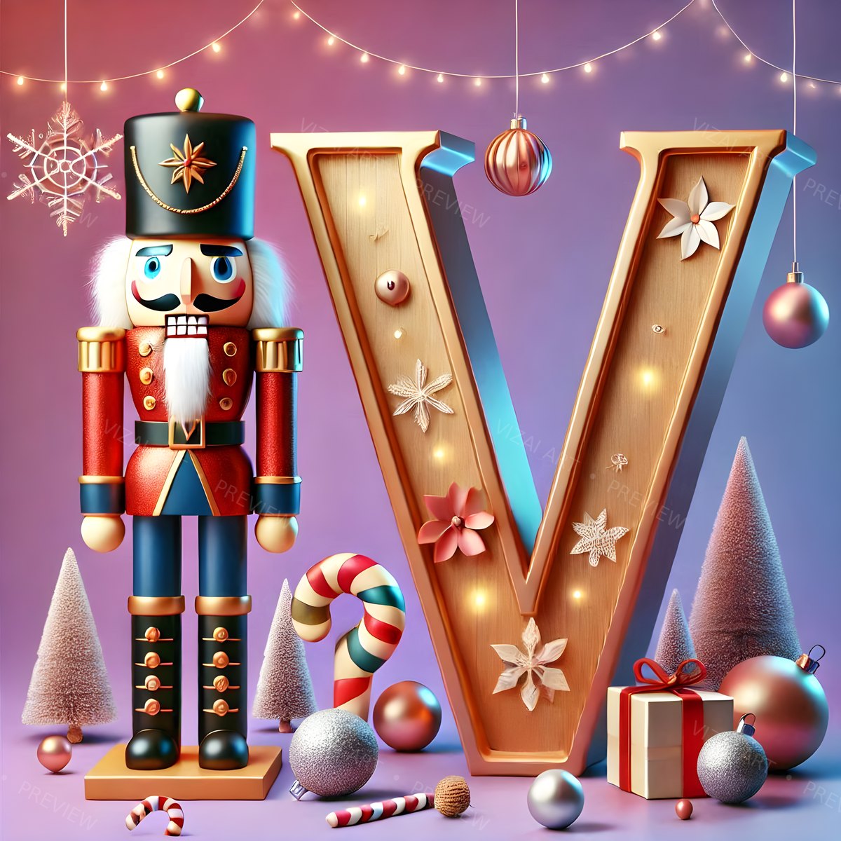 Letter V printable wall art