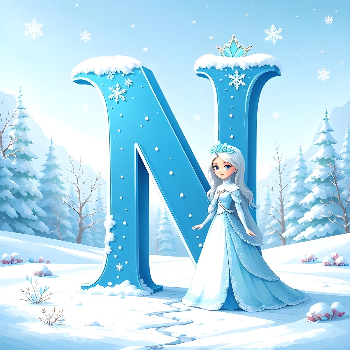 Letter N printable wall art