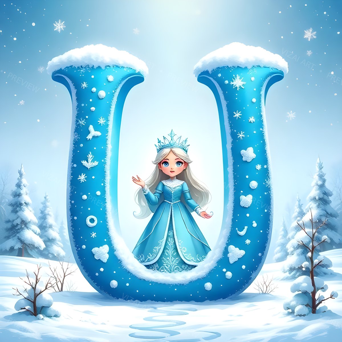 Letter U printable wall art