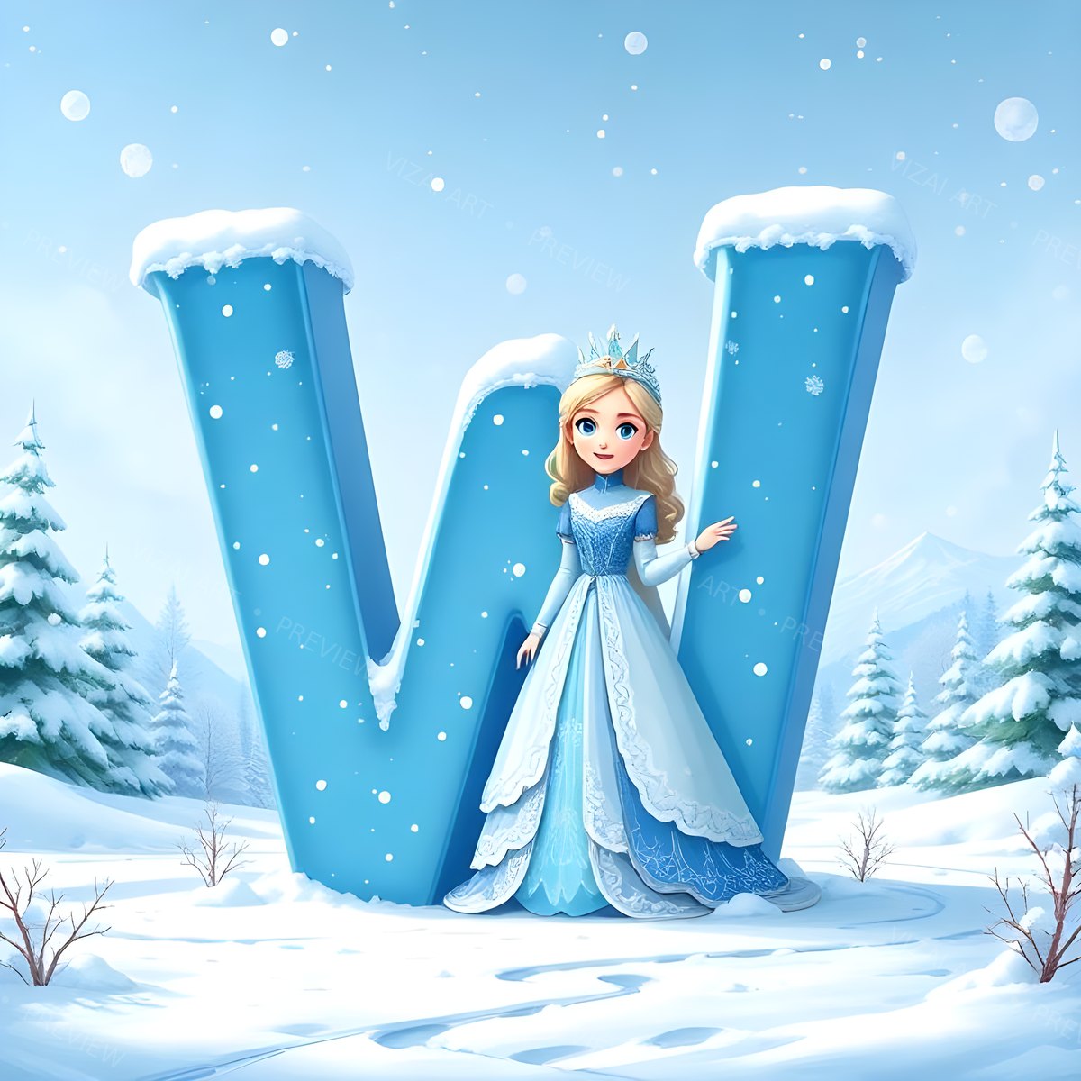 Letter W printable wall art