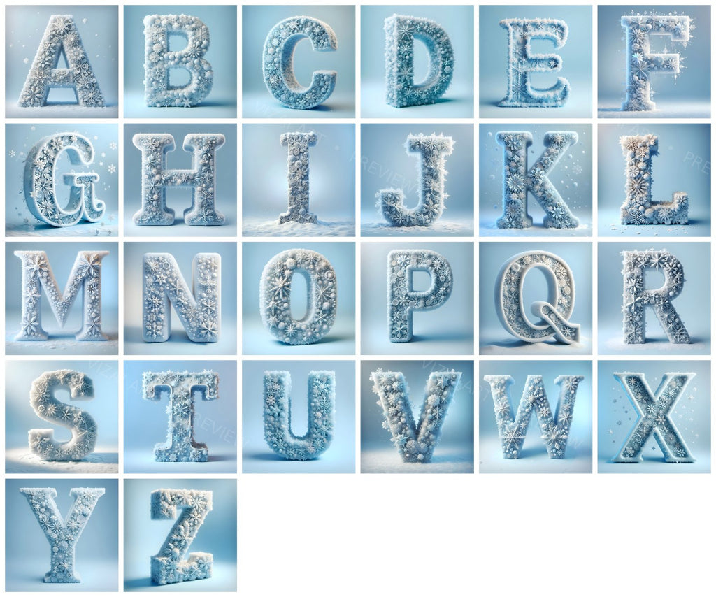 Complete A-Z alphabet grid preview