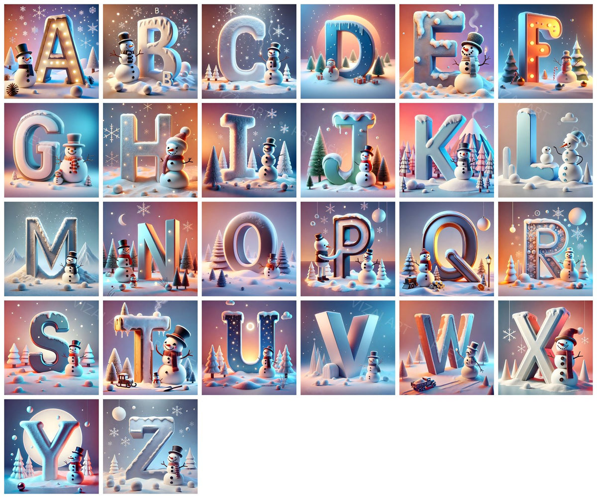 Complete A-Z alphabet grid preview