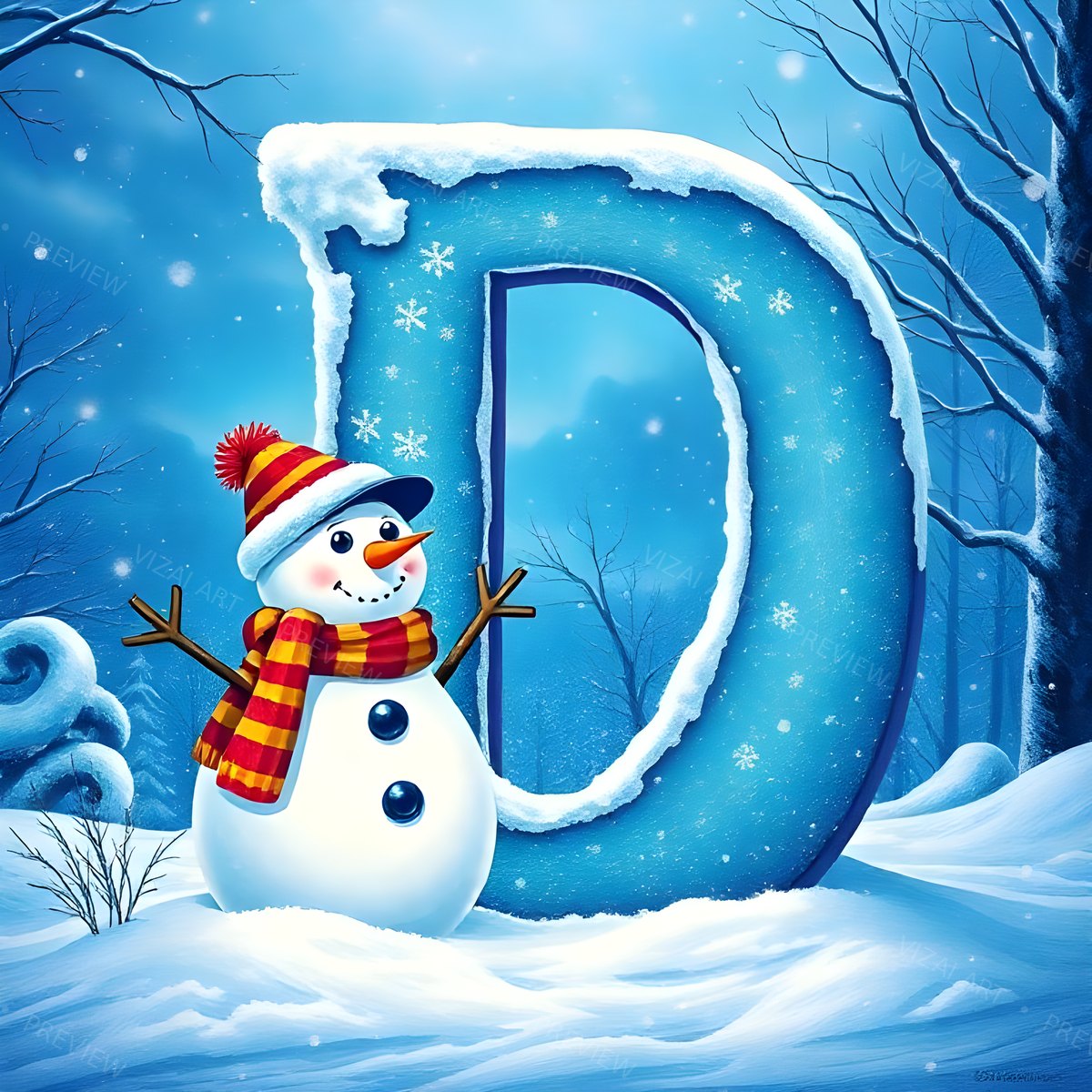 Letter D printable wall art