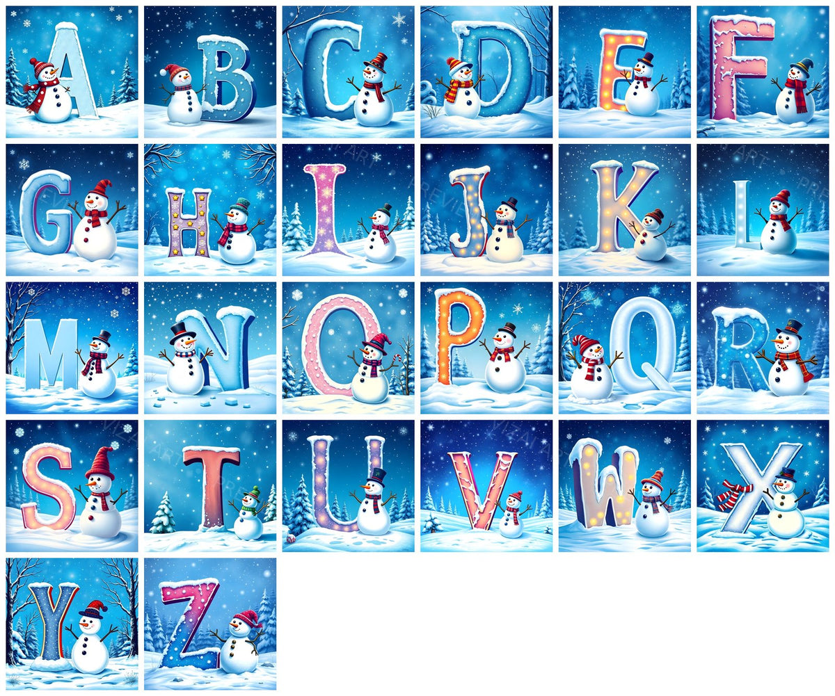 Complete A-Z alphabet grid preview