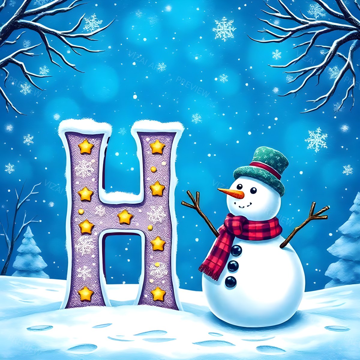 Letter H printable wall art