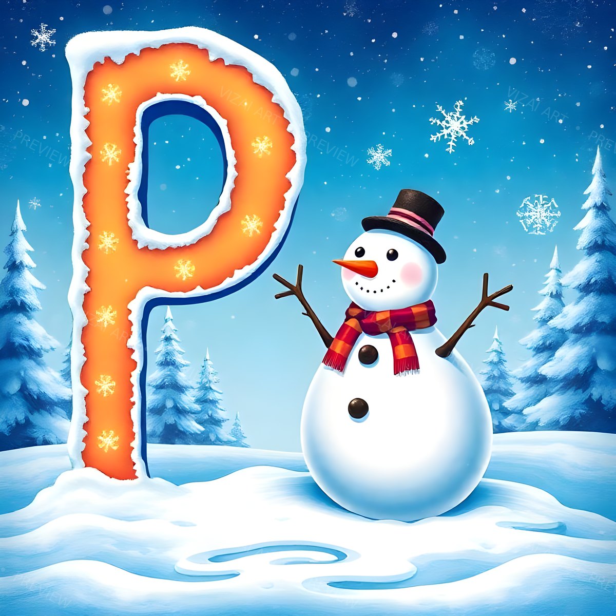 Letter P printable wall art