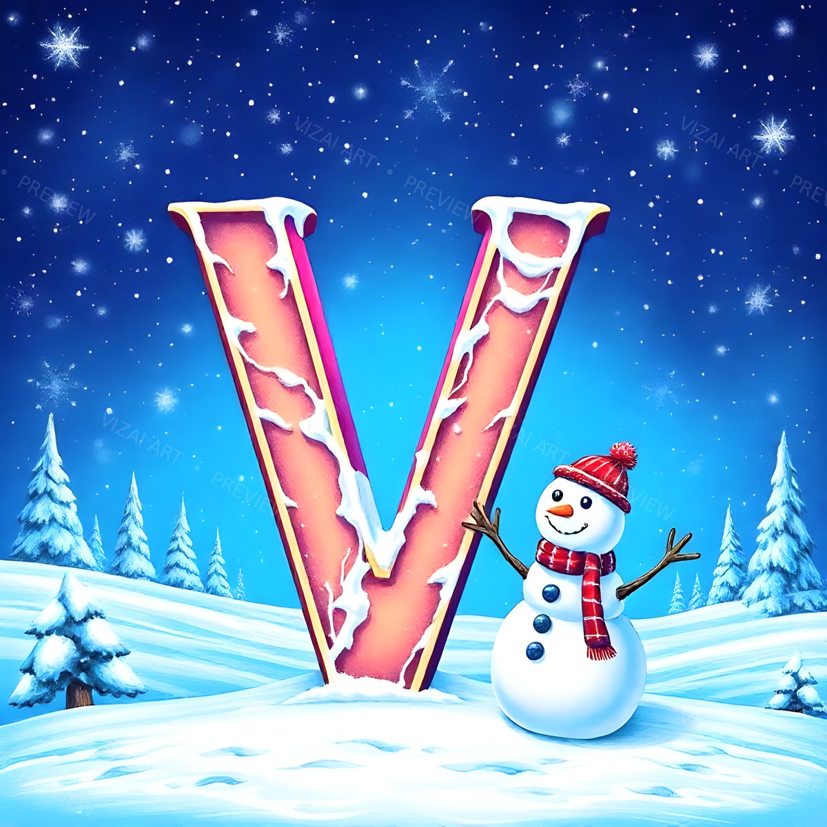 Letter V printable wall art