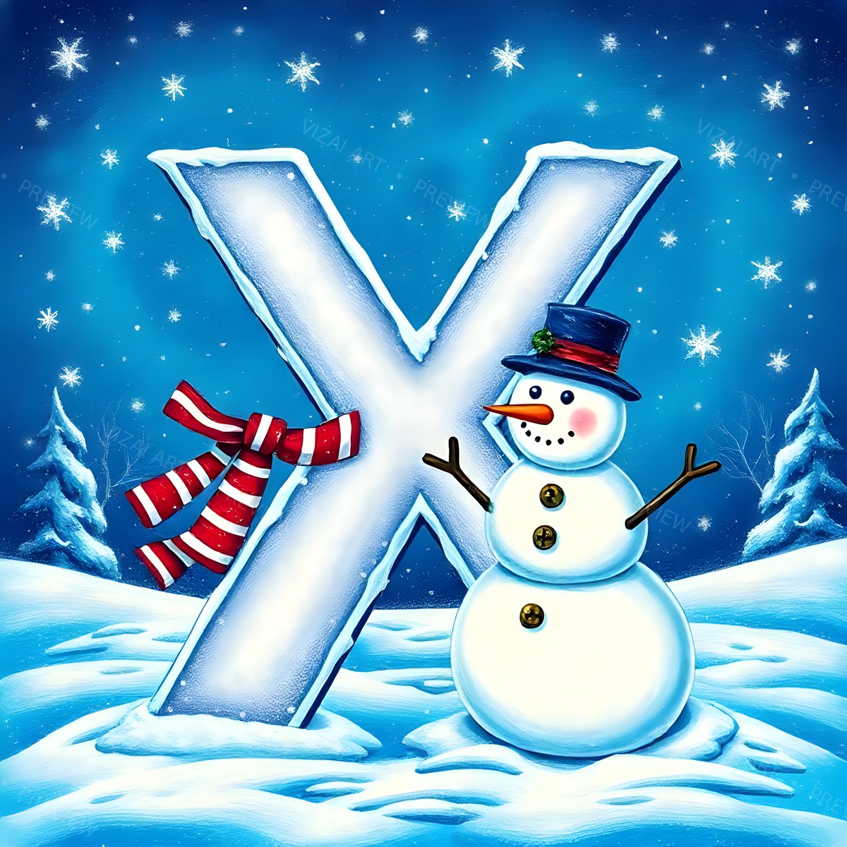 Letter X printable wall art