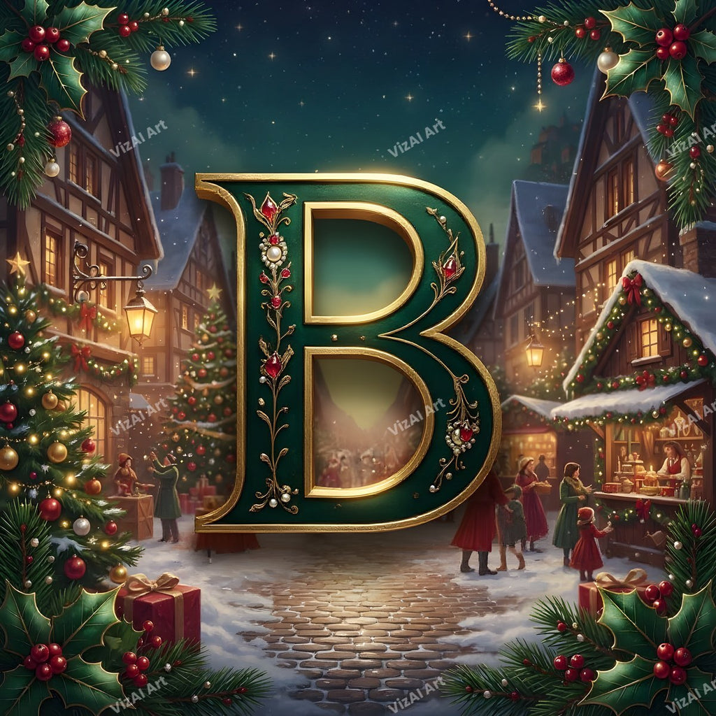Christmas Village alphabet letter B