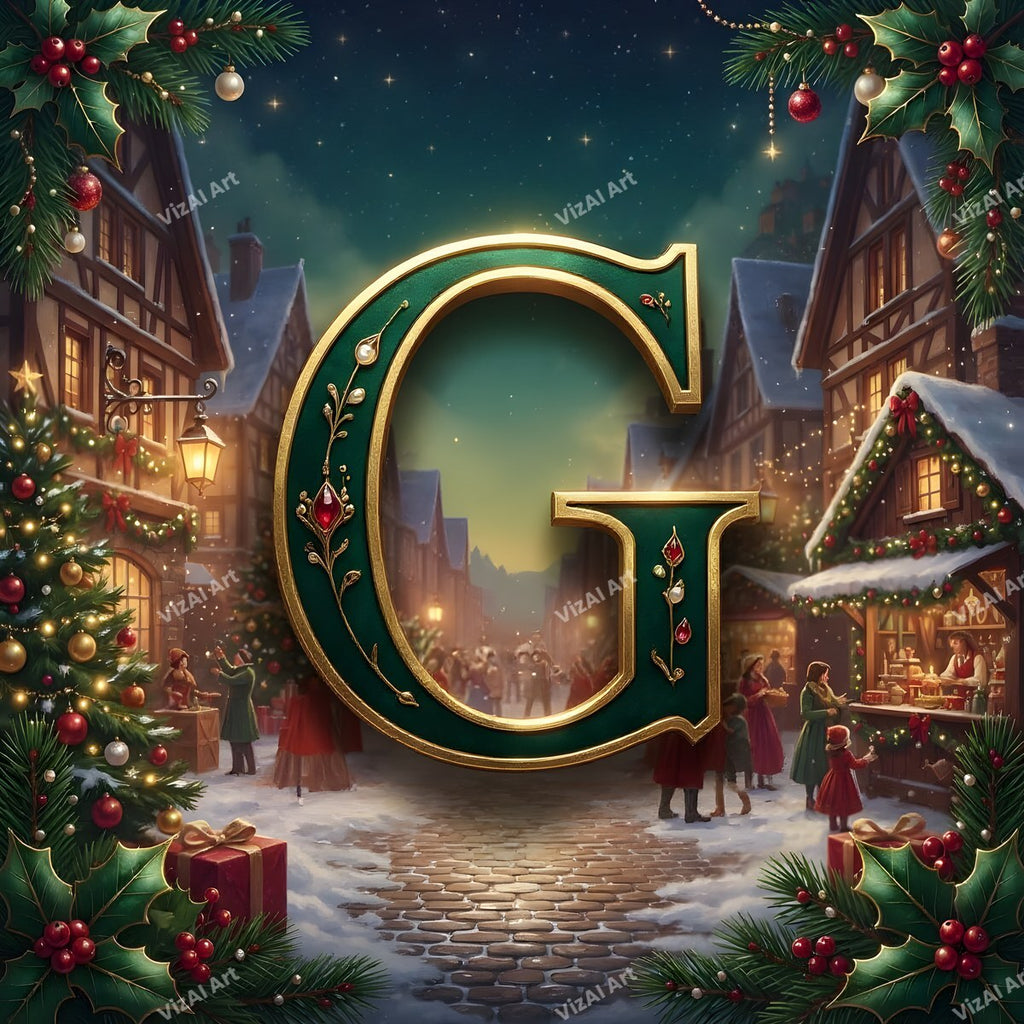 Christmas Village alphabet letter G