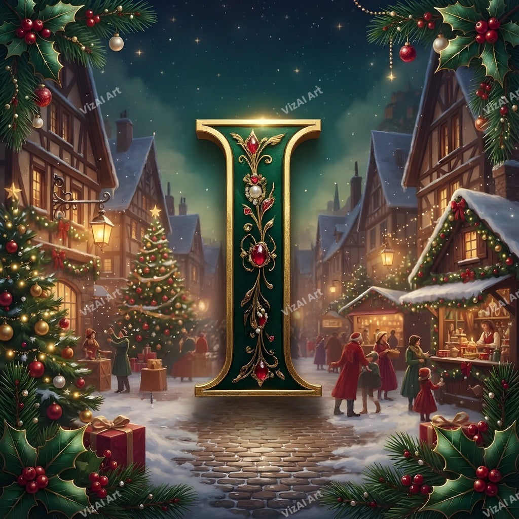 Christmas Village alphabet letter I