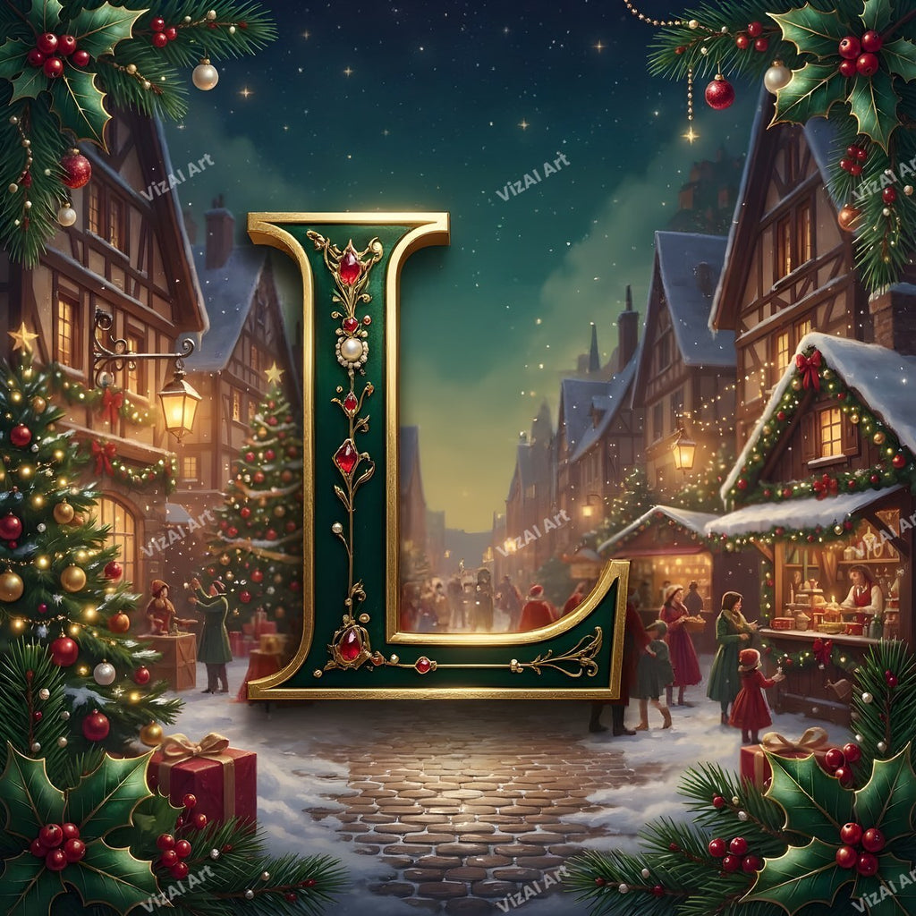 Christmas Village alphabet letter L