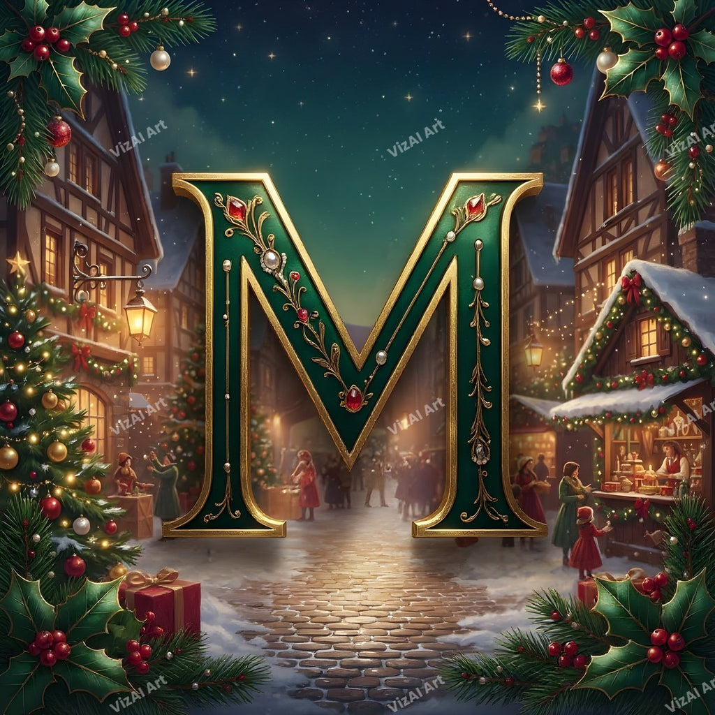 Christmas Village alphabet letter M