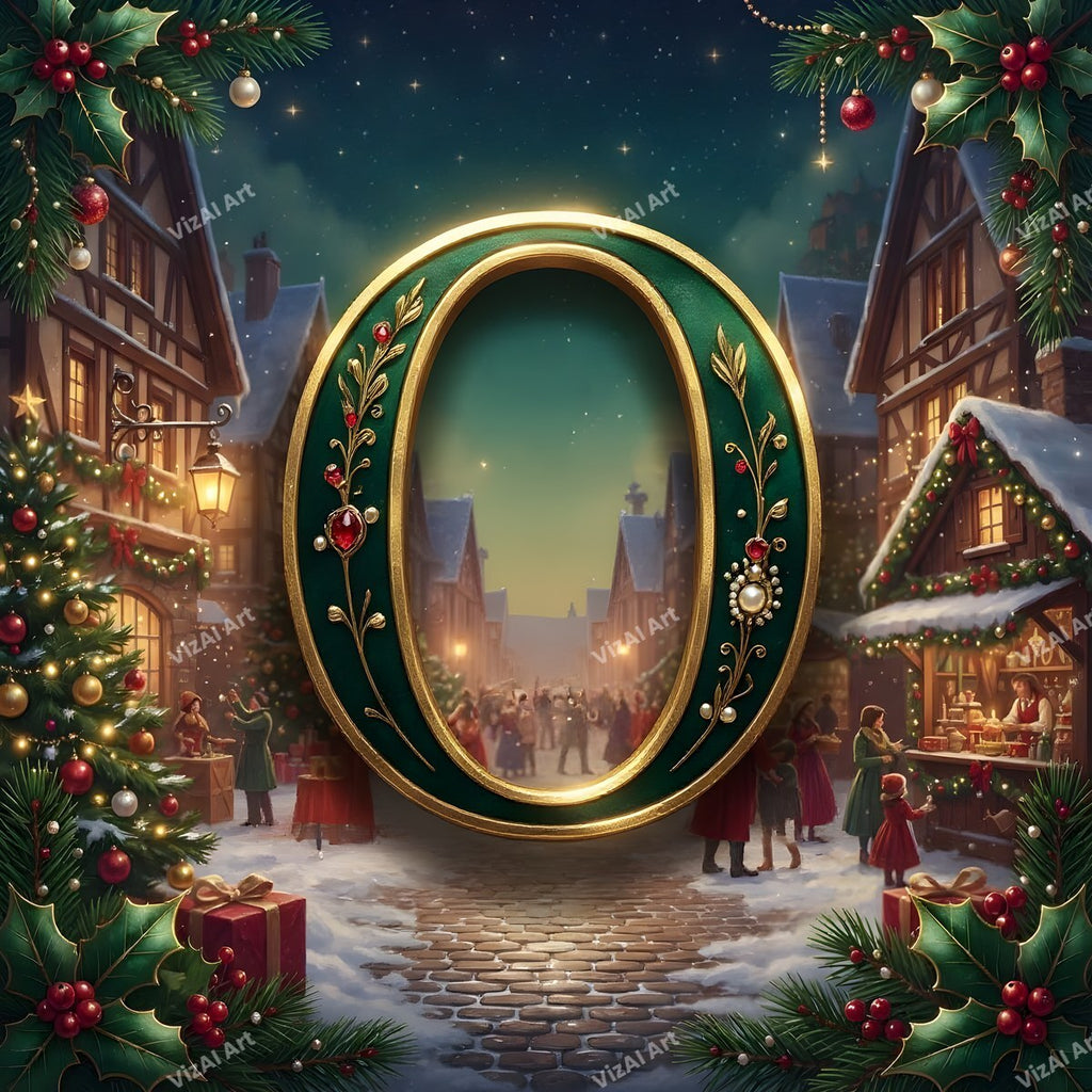 Christmas Village alphabet letter O
