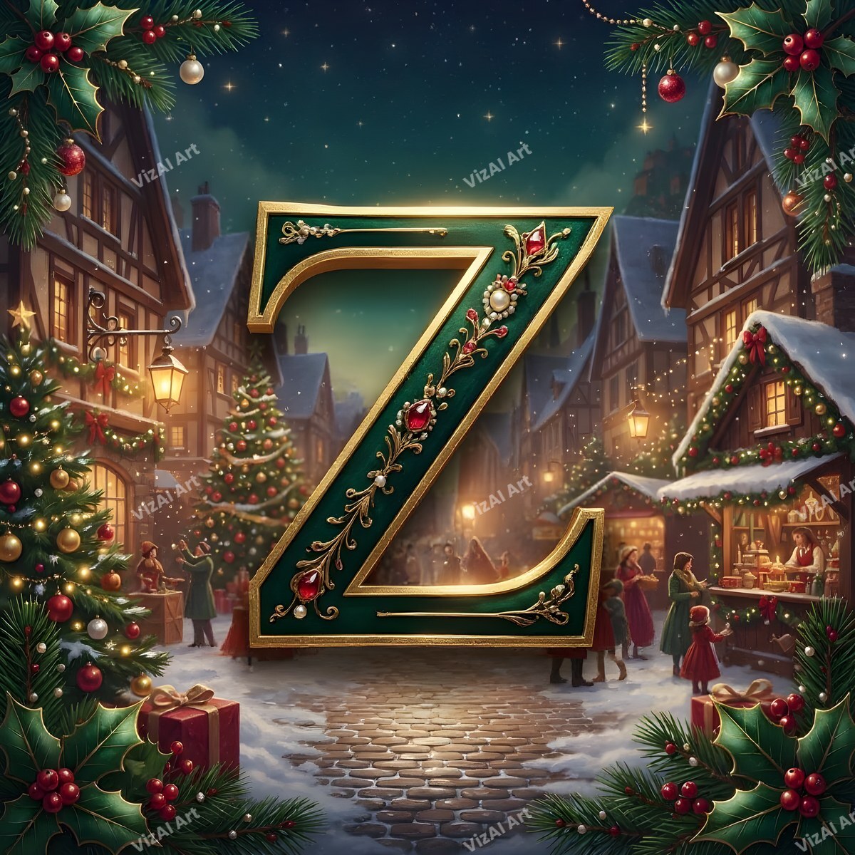 Christmas Village alphabet letter Z